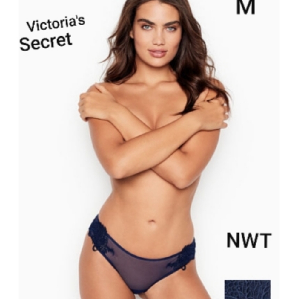 M NWT VICTORIA'S SECRET BLUE DRAGON LACE CHEEKY
